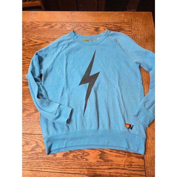 Aviator Nation light blue sweatshirt with black bolt sz Medium - Picture 1 of 3